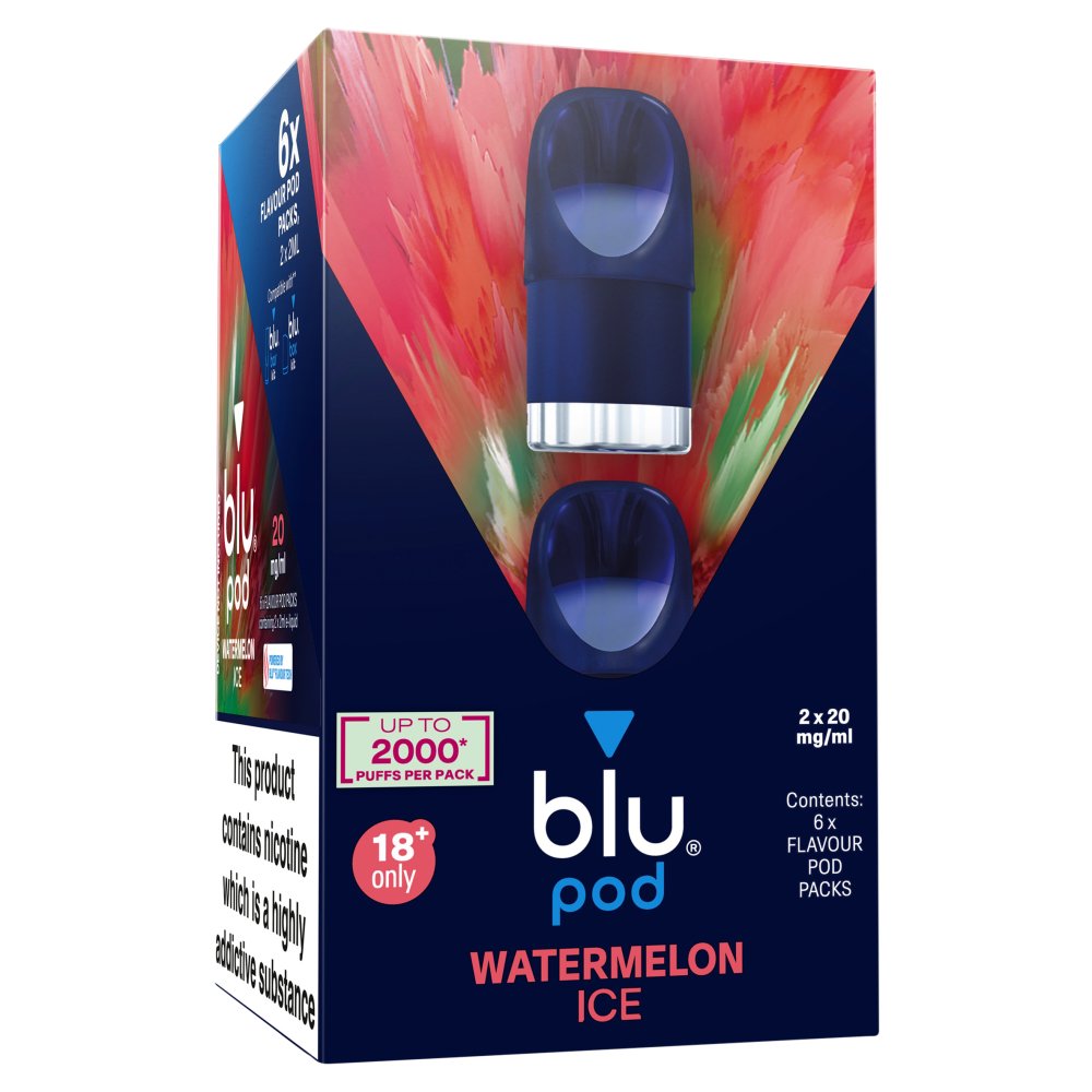 Watermelon Ice blu Bar Prefilled Pods 20mg | 6 Pack Bundle