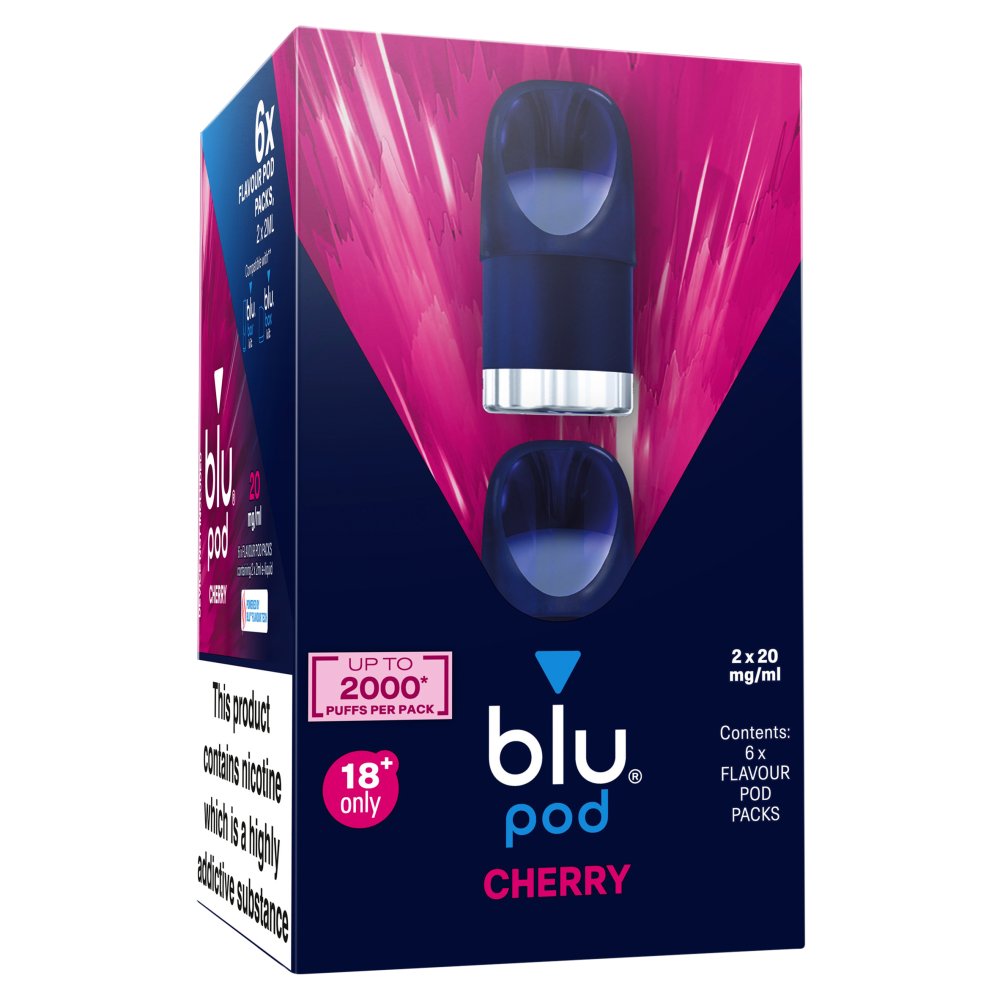 Cherry blu Bar Prefilled Pods 20mg | 6 Pack Bundle