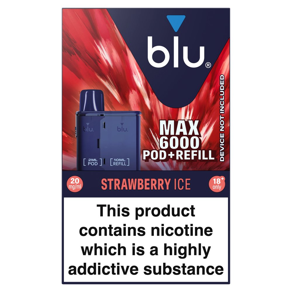 Strawberry Ice blu MAX 6000 Pod + Refill 20mg | 5 Pack Bundle