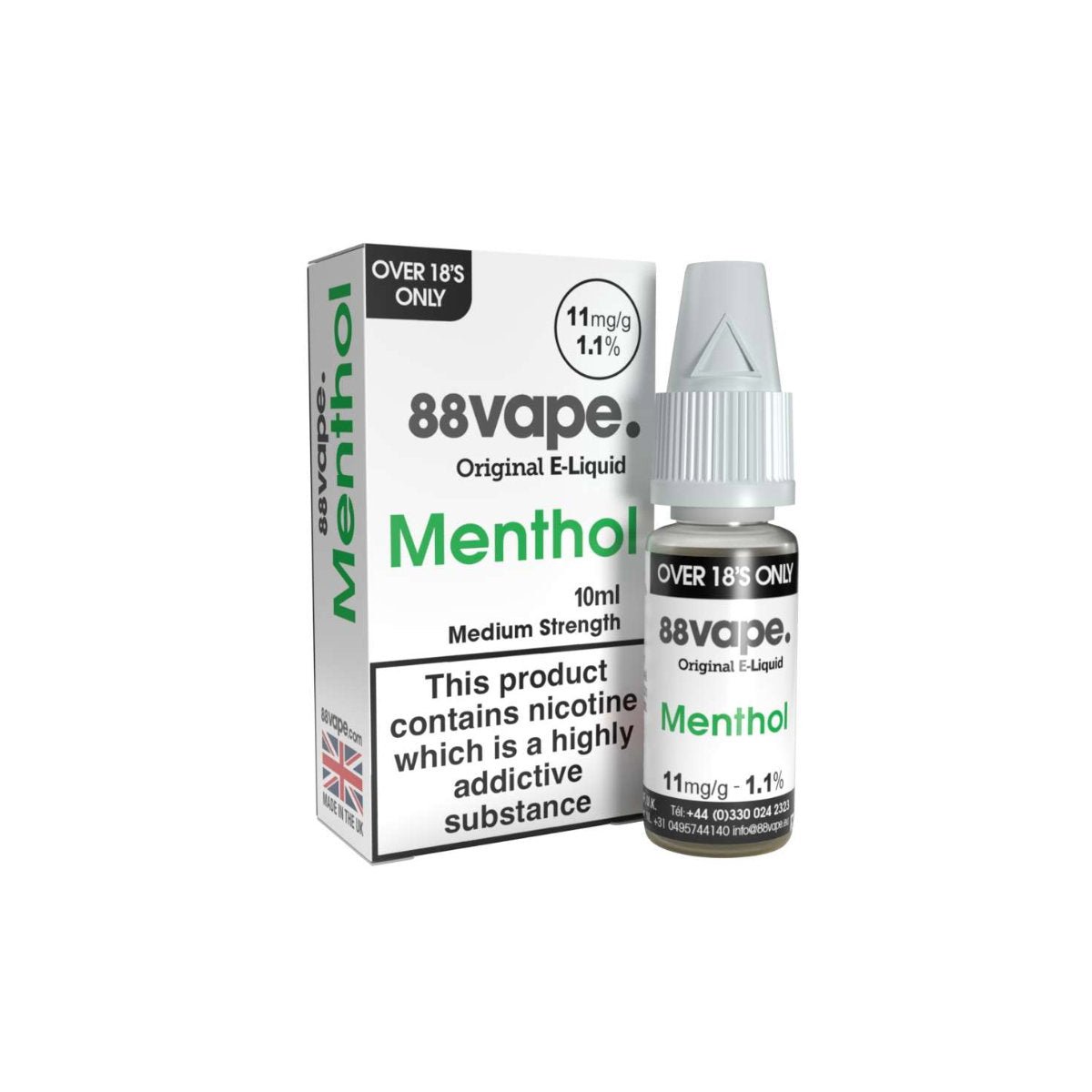 88Vape Original Menthol E-Liquid | Freebase Nicotine - VAPOURS CLUB