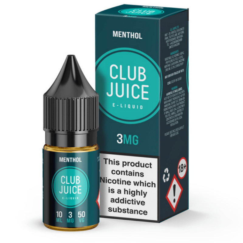 Club Juice Menthol E-Liquid | 3mg, 6mg, 12mg & 18mg - VAPOURS CLUB