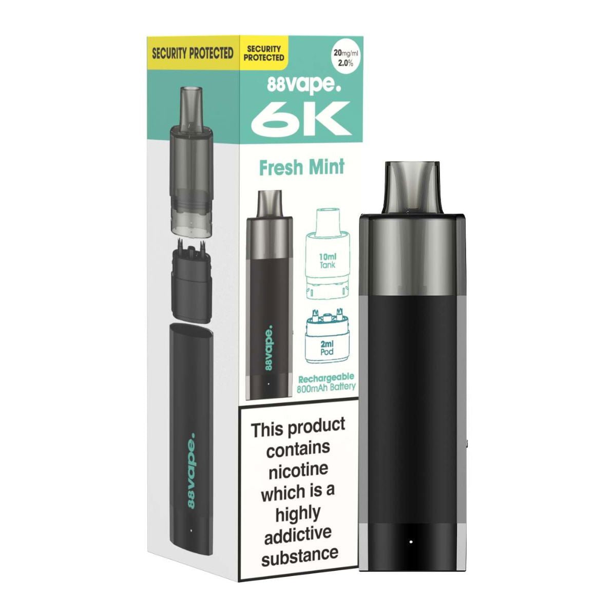 Fresh Mint 88VAPE 6K Prefilled Pod Vape Kit - VAPOURS CLUB