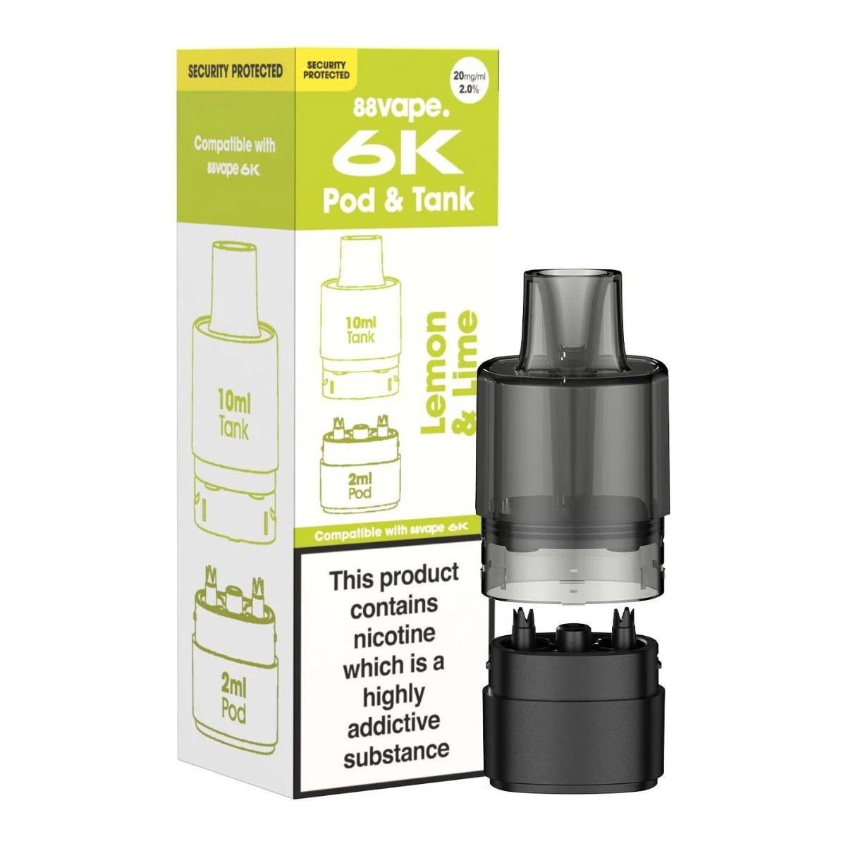 Lemon & Lime 88Vape 6K Prefilled Pods 20mg - VAPOURS CLUB