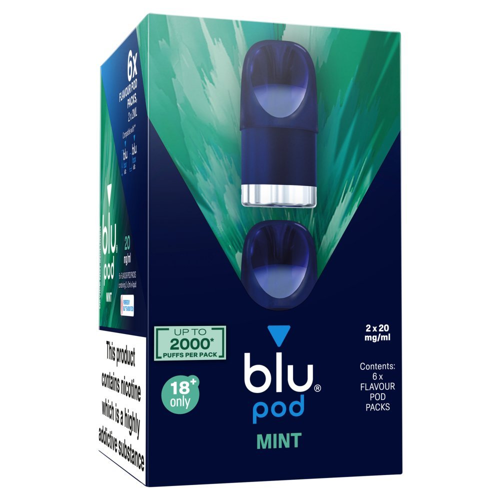 Mint blu Bar Prefilled Pods 20mg | 6 Pack Bundle - VAPOURS CLUB