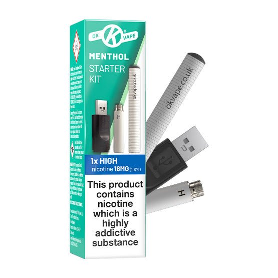 OK VAPE Cigalike Essentials Starter Kit – Menthol 18mg (Ten Motives Compatible) - VAPOURS CLUB