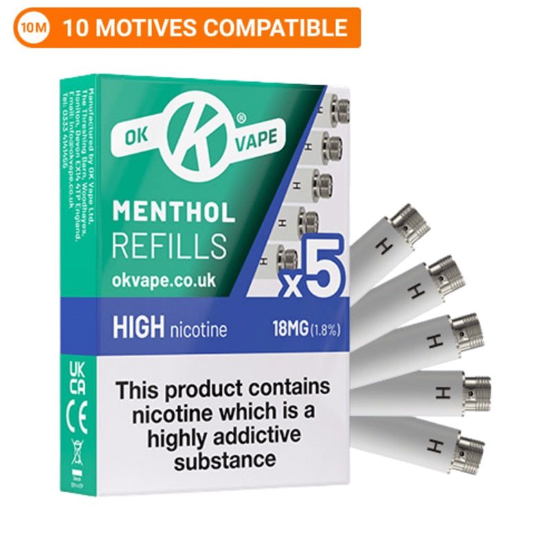 OK VAPE Menthol Cartomiser Refills – High 18mg Nicotine - VAPOURS CLUB