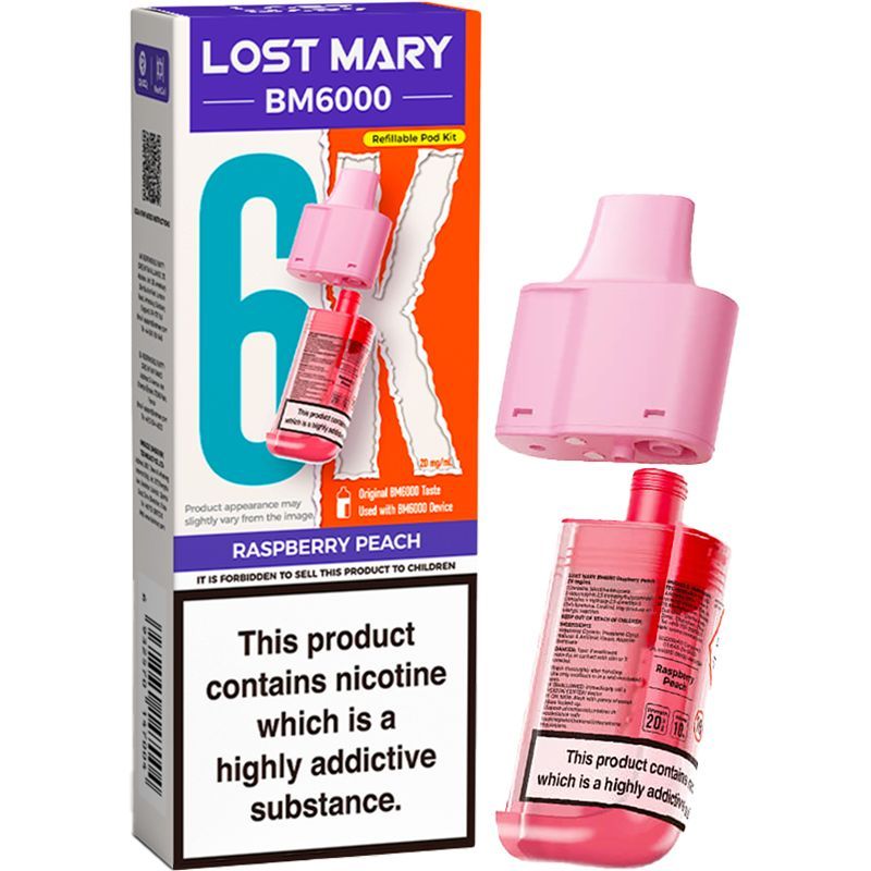 Raspberry Peach Lost Mary BM6000 Refill Pod