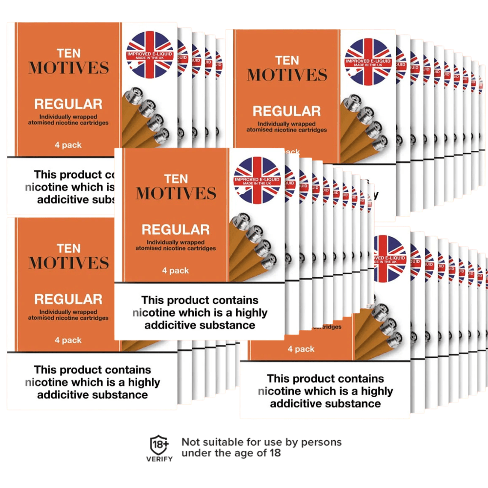 Ten Motives Regular Tobacco Cartomiser Refills – Mega 50 Pack - VAPOURS CLUB