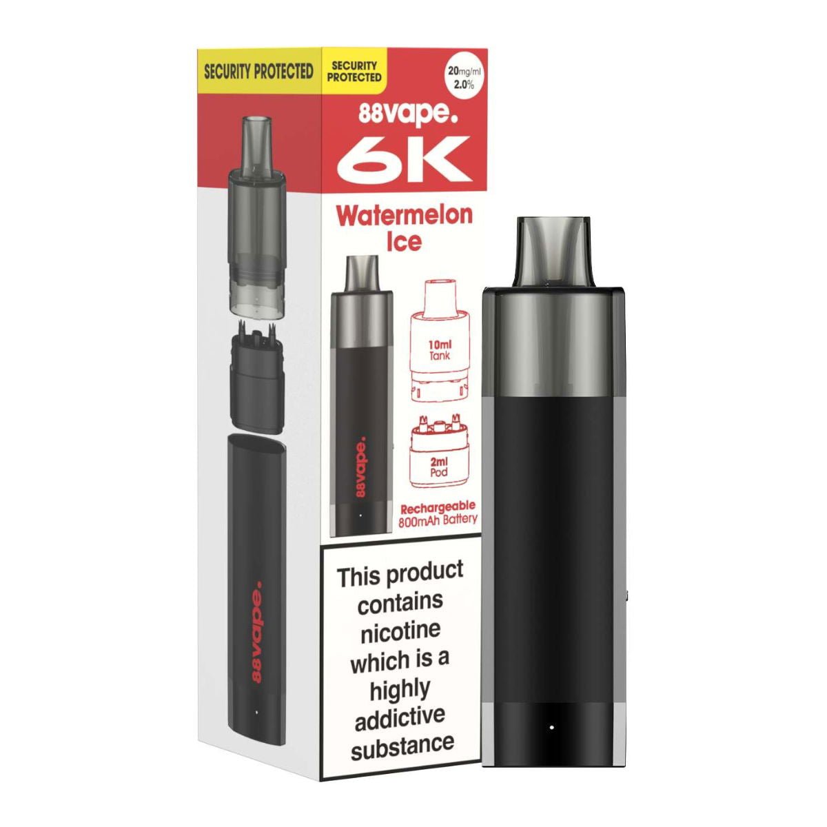 Watermelon Ice 88VAPE 6K Prefilled Pod Vape Kit - VAPOURS CLUB
