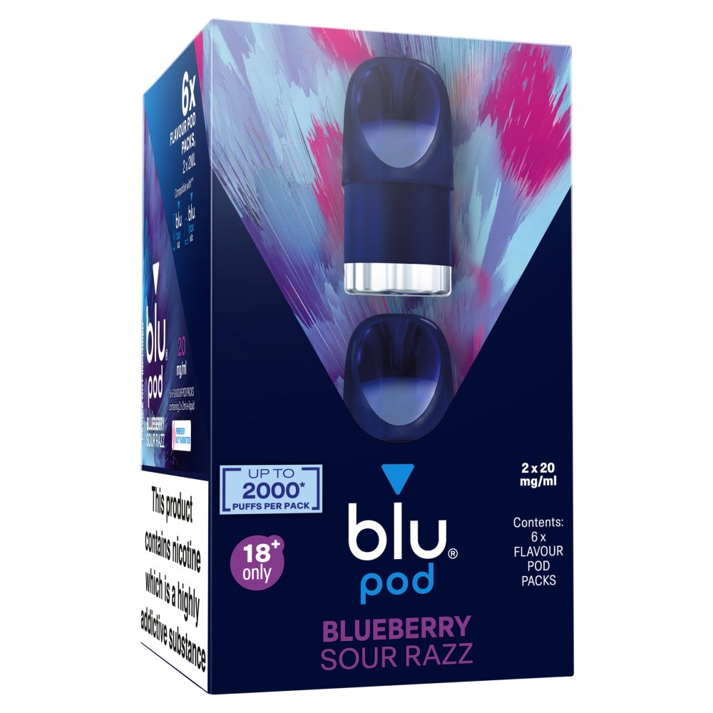 Blueberry Sour Razz blu Bar Prefilled Pods 20mg | 6 Pack Bundle