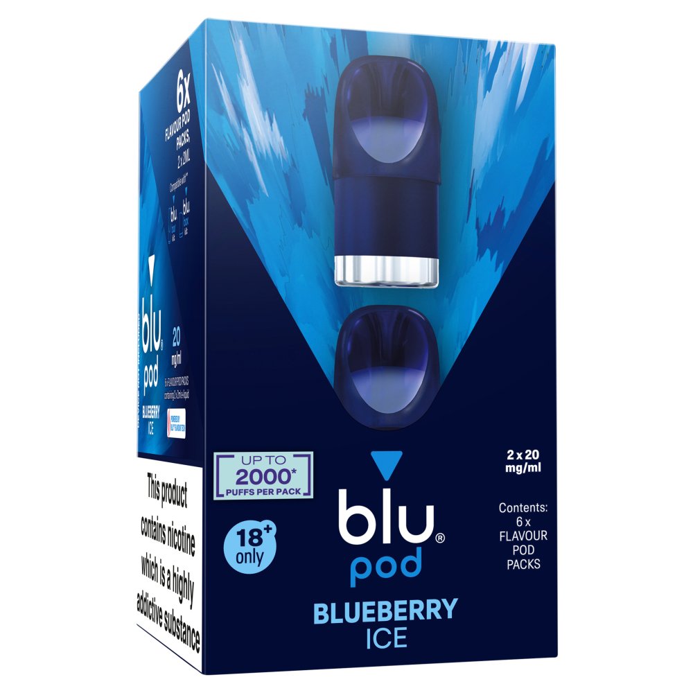 Blueberry Ice blu Bar Prefilled Pods 20mg | 6 Pack Bundle