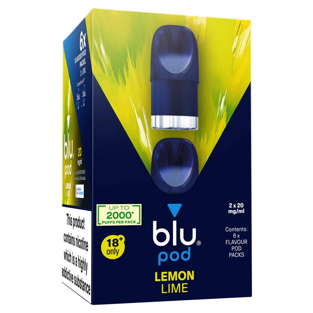 Lemon Lime blu Bar Prefilled Pods 20mg | 6 Pack Bundle