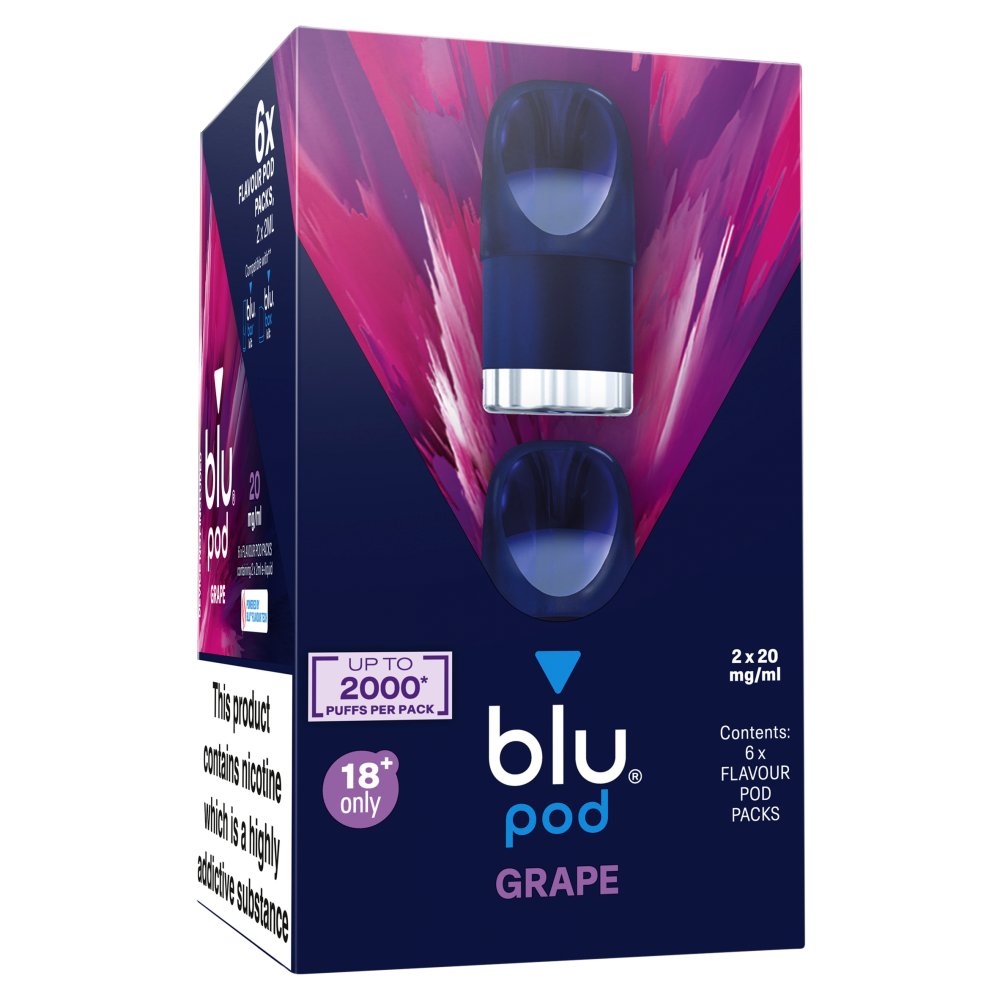 Grape blu Bar Prefilled Pods 20mg | 6 Pack Bundle