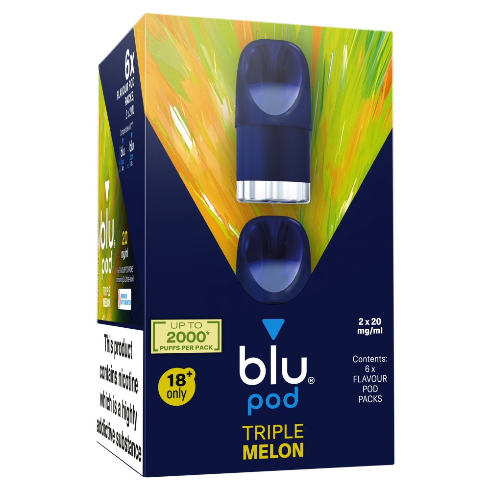 Triple Melon blu Bar Prefilled Pods 20mg | 6 Pack Bundle