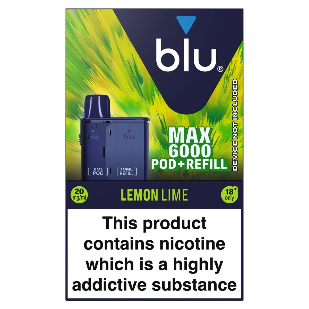 Lemon Lime blu MAX 6000 Pod + Refill 20mg | 5 Pack Bundle