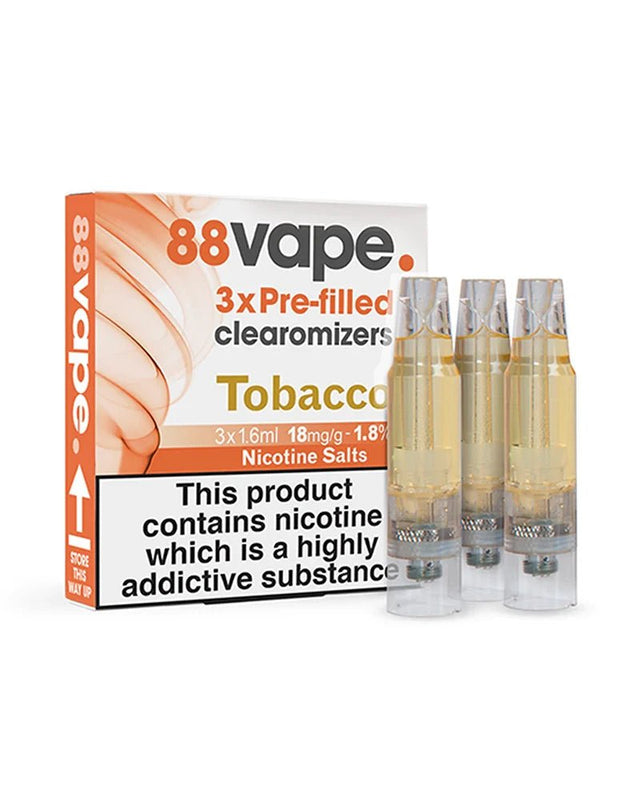88Vape Pre-Filled Tobacco Clearomisers | 18mg - VAPOURS CLUB