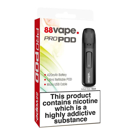 88Vape Pro Pod Black Refillable Kit - VAPOURS CLUB