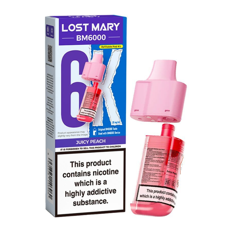 Juicy Peach Lost Mary BM6000 Prefilled Pod 6000 Puffs - 20mg