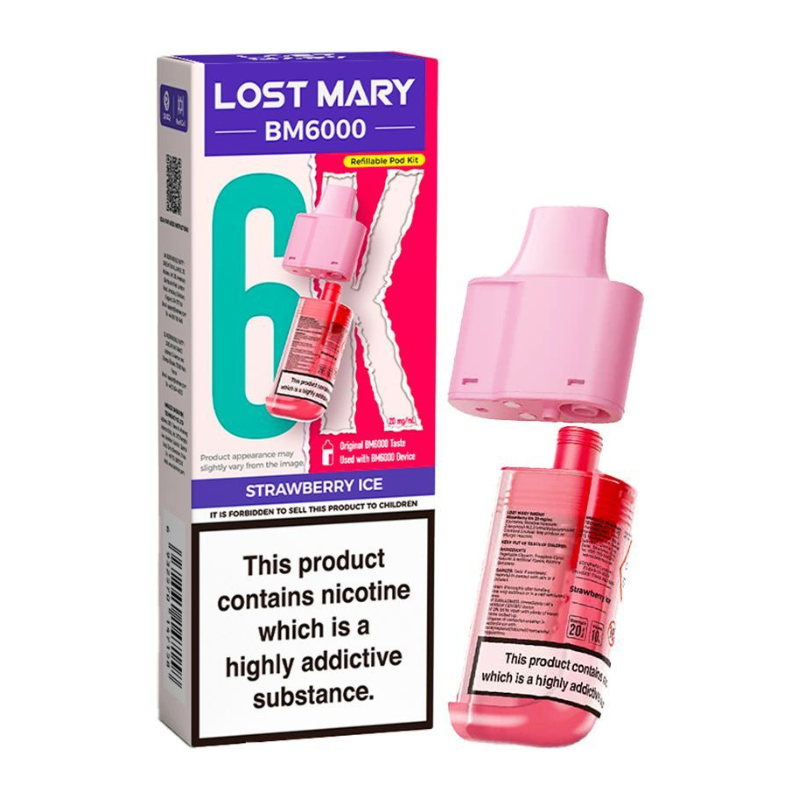 Strawberry Ice Lost Mary BM6000 Prefilled Pod 6000 Puffs - 20mg