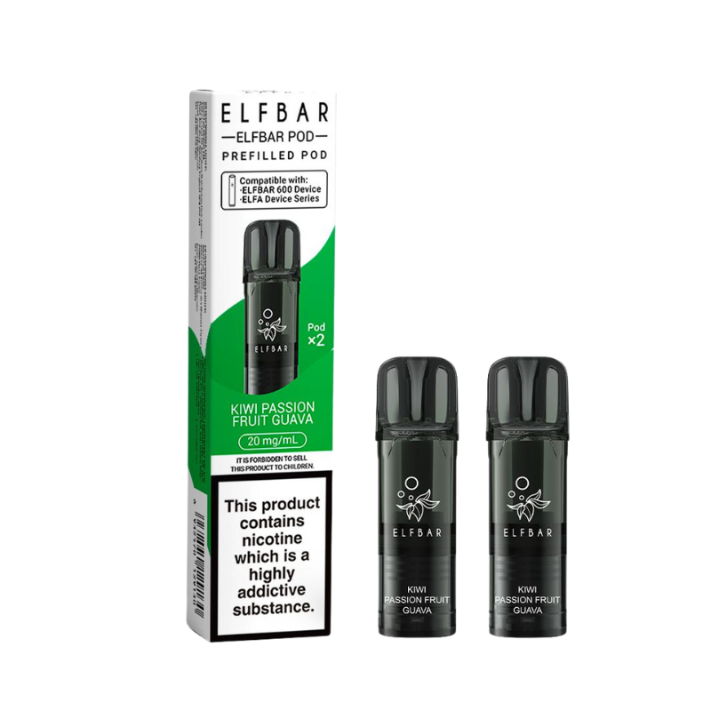 Kiwi Passion Fruit Guava Elf Bar 600 Prefilled Pods 2ml 20mg - 2 PK