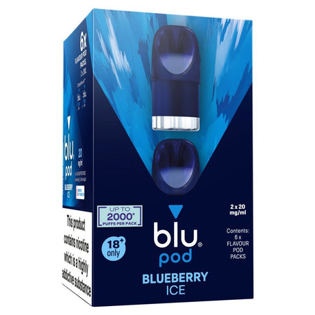 Blueberry Ice blu Bar Prefilled Pods 20mg | 6 Pack Bundle - VAPOURS CLUB