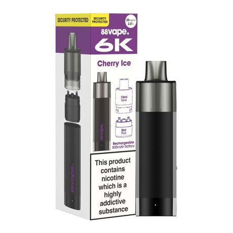 Cherry Ice 88VAPE 6K Prefilled Pod Vape Kit - VAPOURS CLUB