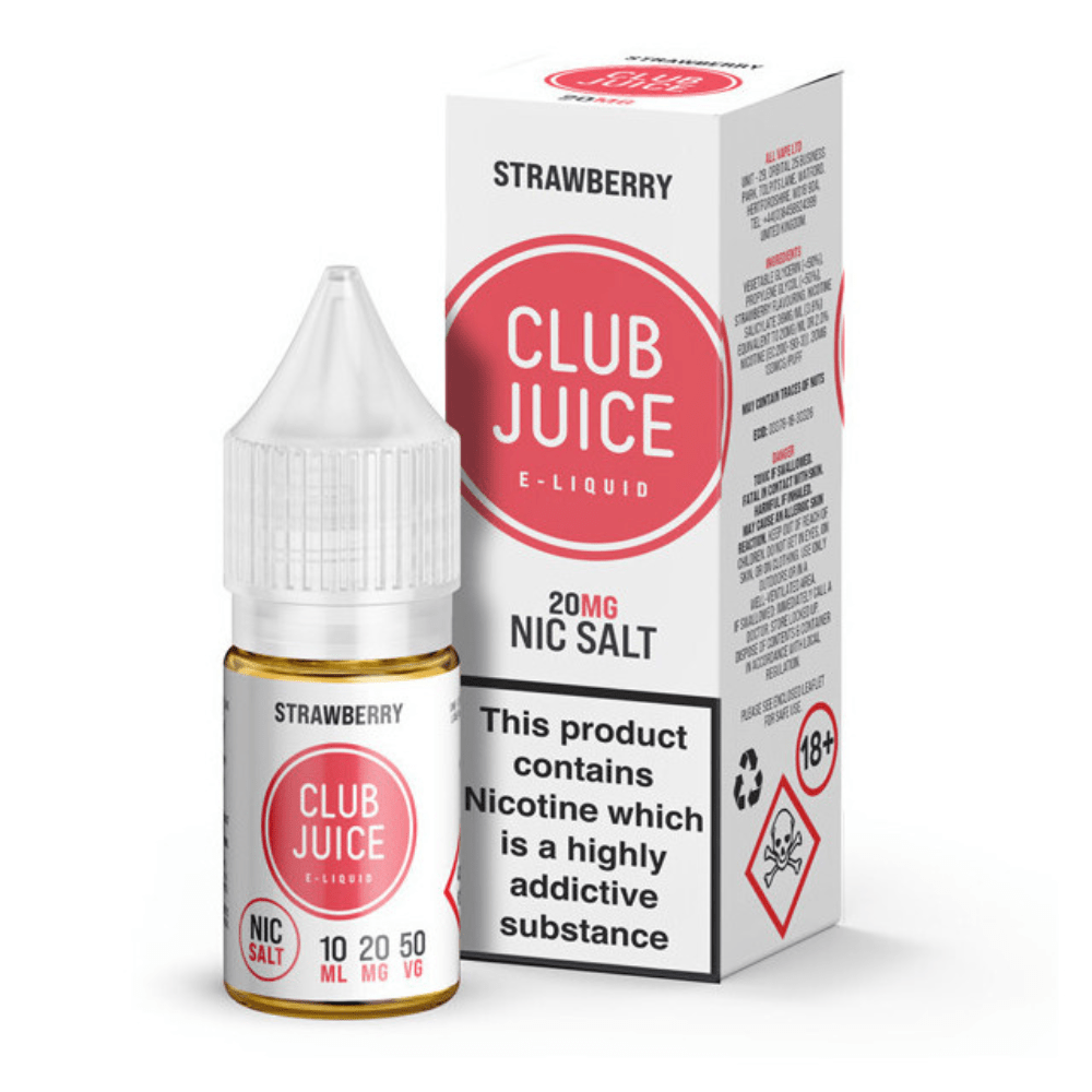 Club Juice Strawberry Nic Salt E-Liquid | 5mg, 10mg & 20mg - VAPOURS CLUB
