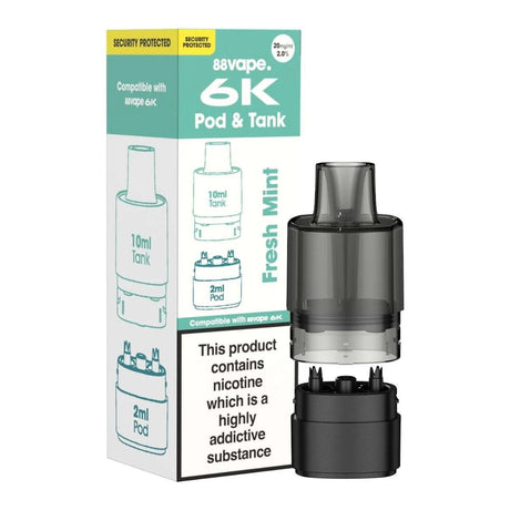 Fresh Mint 88Vape 6K Prefilled Pods 20mg - VAPOURS CLUB