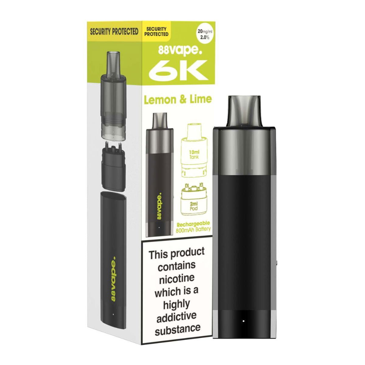 Lemon & Lime 88VAPE 6K Prefilled Pod Vape Kit - VAPOURS CLUB