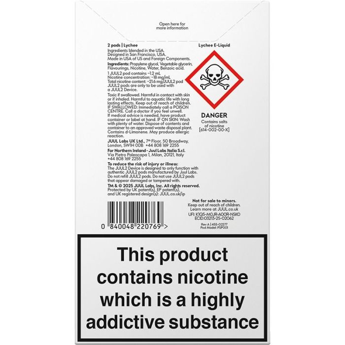 Lychee JUUL2 18mg Pods - VAPOURS CLUB
