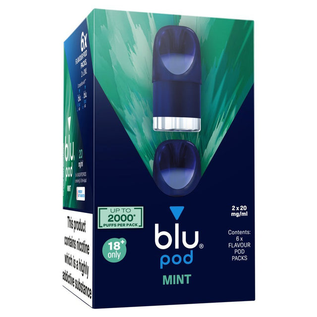 Mint blu Bar Prefilled Pods 20mg | 6 Pack Bundle - VAPOURS CLUB