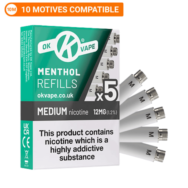 OK VAPE Menthol Cartomiser Refills – Medium 12mg Nicotine - VAPOURS CLUB