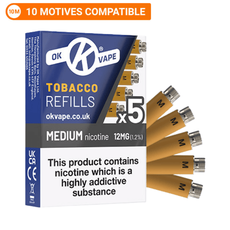 OK VAPE Tobacco Cartomiser Refills – Medium 12mg Nicotine - VAPOURS CLUB