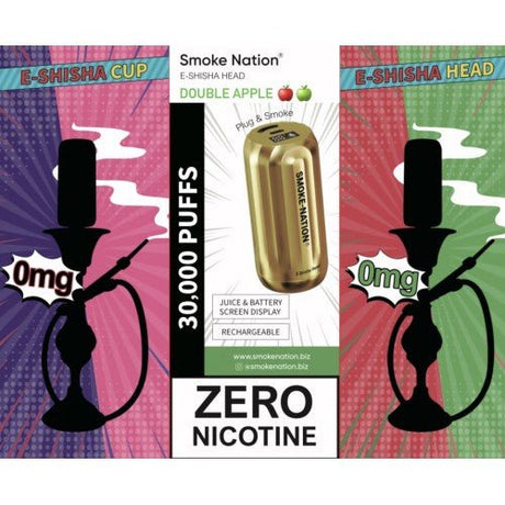 Smoke Nation E-Shisha Hookah Head | Double Apple | 30,000 Puffs | 0% Nicotine - VAPOURS CLUB