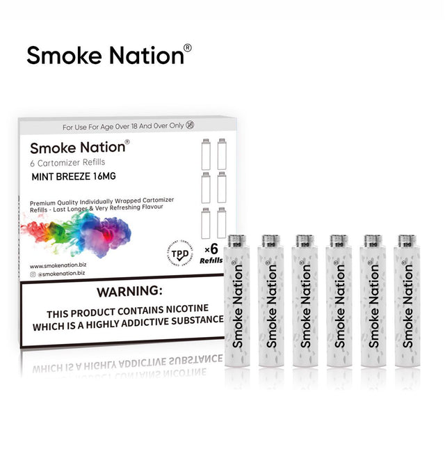 Smoke Nation Mint Breeze Cartomiser Refills – Ten Motives Compatible - VAPOURS CLUB