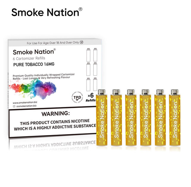 Smoke Nation Pure Tobacco Cartomiser Refills – Ten Motives Compatible - VAPOURS CLUB