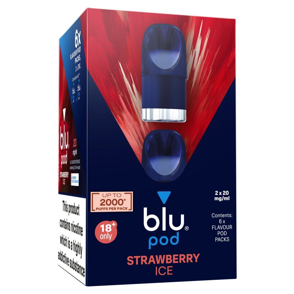 Strawberry Ice blu Bar Prefilled Pods 20mg | 6 Pack Bundle - VAPOURS CLUB