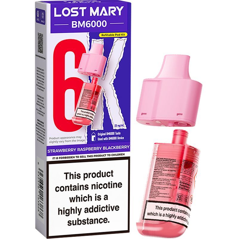 Strawberry Raspberry Blackberry Lost Mary BM6000 Refill Pod