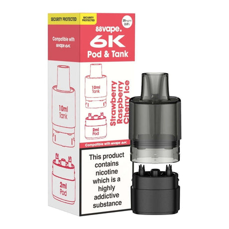 Strawberry Raspberry Cherry Ice 88Vape 6K Prefilled Pods 20mg - VAPOURS CLUB
