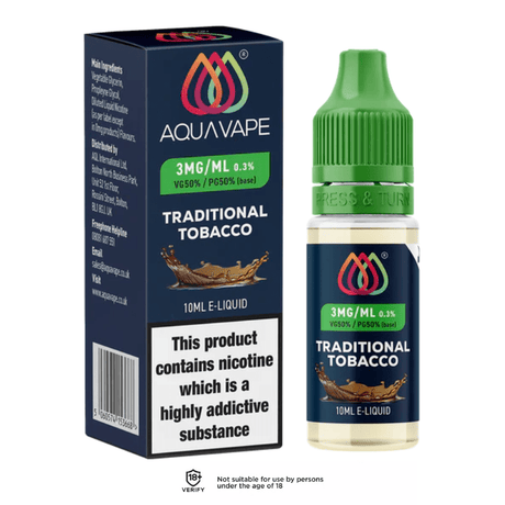 Traditional Tobacco AQUA VAPE E-Liquid - VAPOURS CLUB
