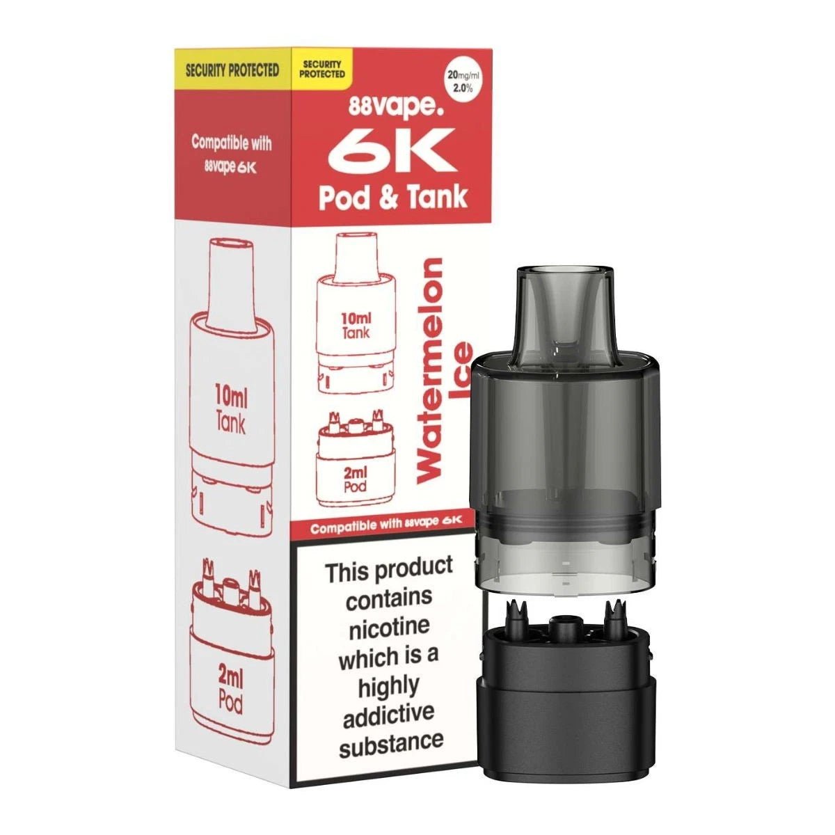 Watermelon Ice 88Vape 6K Prefilled Pods 20mg - VAPOURS CLUB